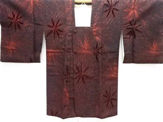 JAPANESE KIMONO / ANTIQUE TAISHO ROMANTIC CUT VELVET FLORAL PATTERN MI